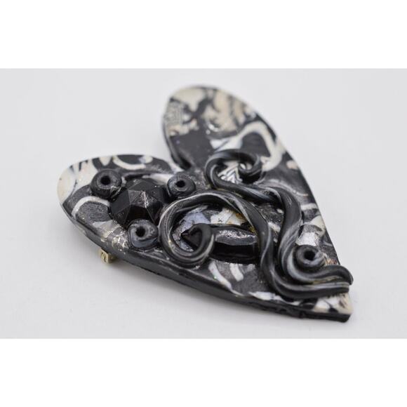 Ankara Designs Vintage Heart Pin Brooch Art Handcrafted Valentine 1990s BinV - Picture 4 of 9